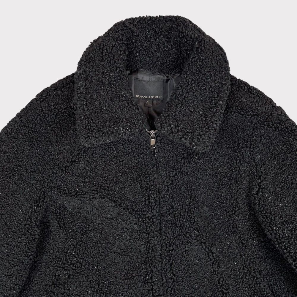 Banana Republic Full Zip Sherpa Bomber Jacket in Black Women's Size XL - Picture 4 of 14